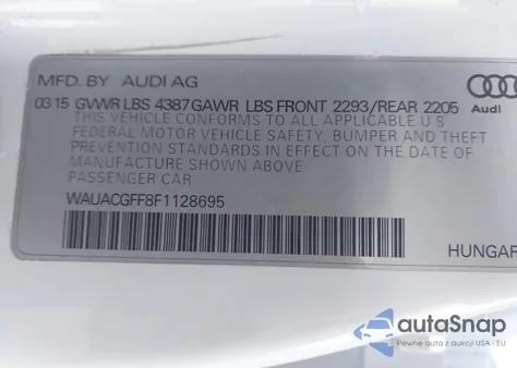 2015 Audi A3 1.8T Premium из США, поврежденный, VIN WAUACGFF8F1128695